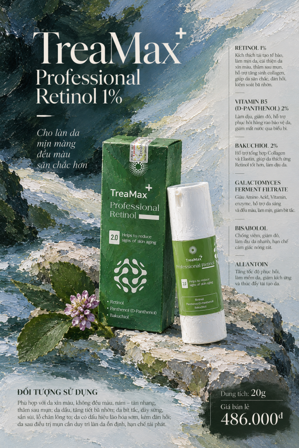 Treamax Professional Retinol 1% 20g – Retinol Giúp Tái Tạo Da, Giảm Bít Tắc & Lão Hóa